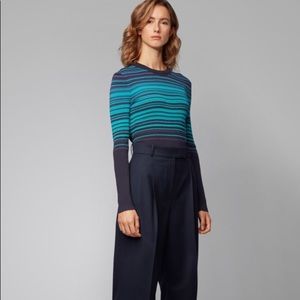New $255 Hugo Boss Fadeira Ribbed Sweater Sz L